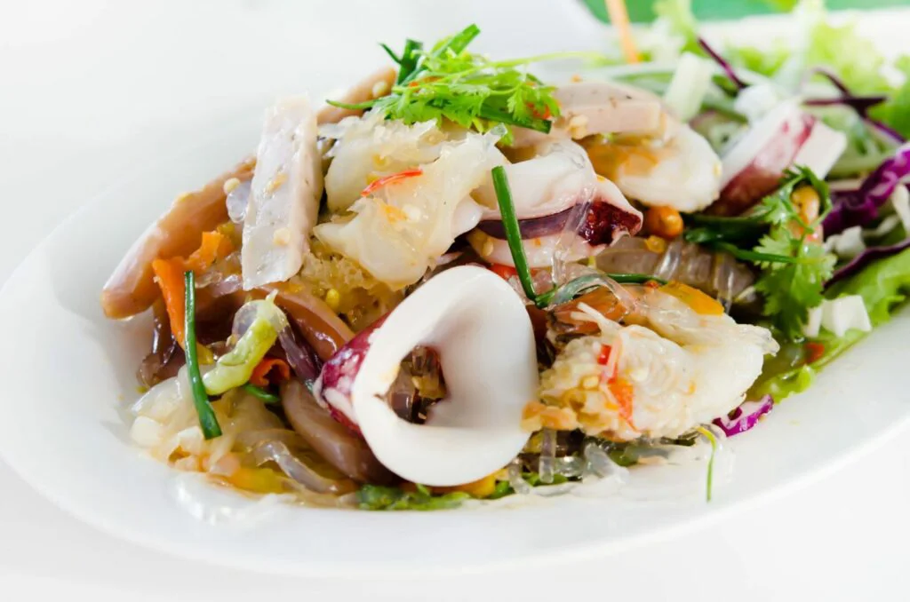 Spicy mix seafood salad Thai style food