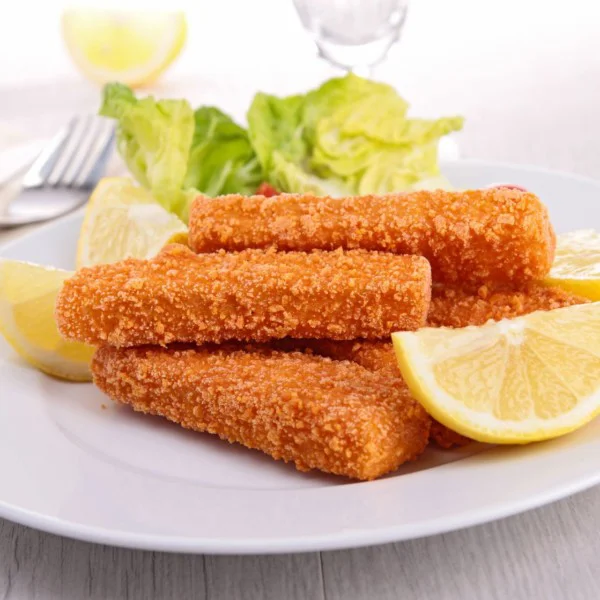 Grouper breaded fingers fish fingers, friend with lettuce and lemon slices,
