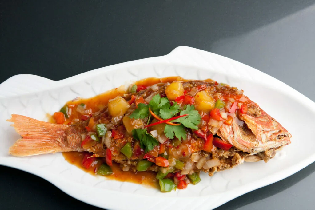 Thai style whole fish red snapper Freshly prepared