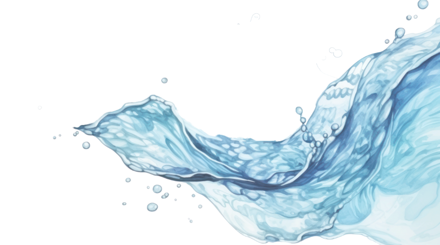 watercolor illustration of a blue water waves